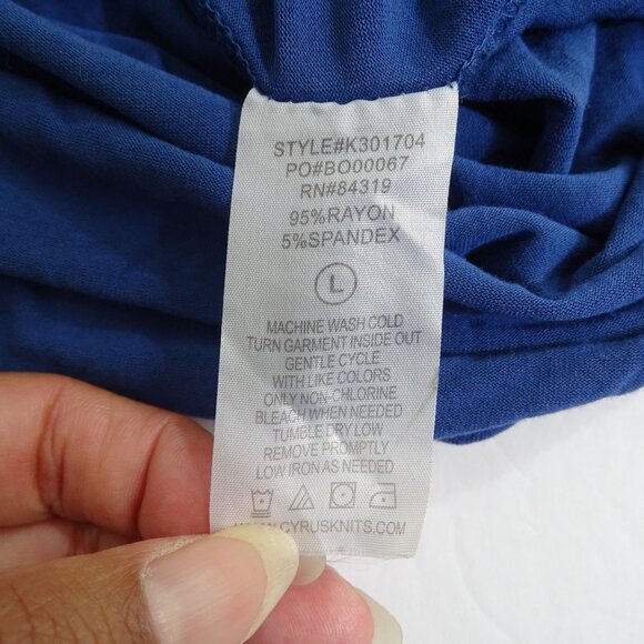 Cyrus Cold Shoulder Grommet Trim Knit Top Blue Women Size L Casual Work - Picture 5 of 8